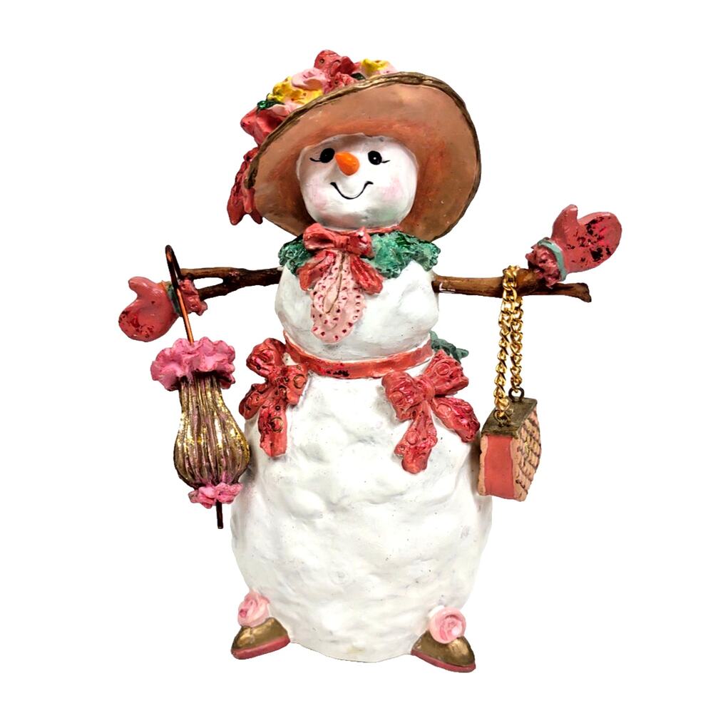 Ganz Victorian 6" Snow Snowman Christmas or Winter Figurine Snowwoman Purse